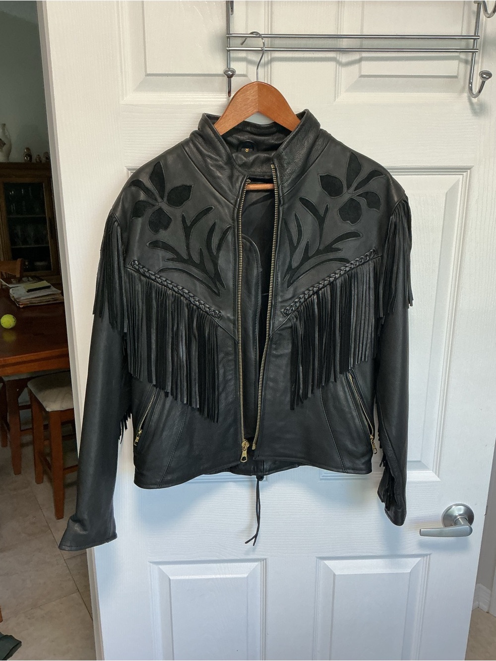 Fashions by Rose Tasseled Ladies Leather Jacket Sz 8 VGC